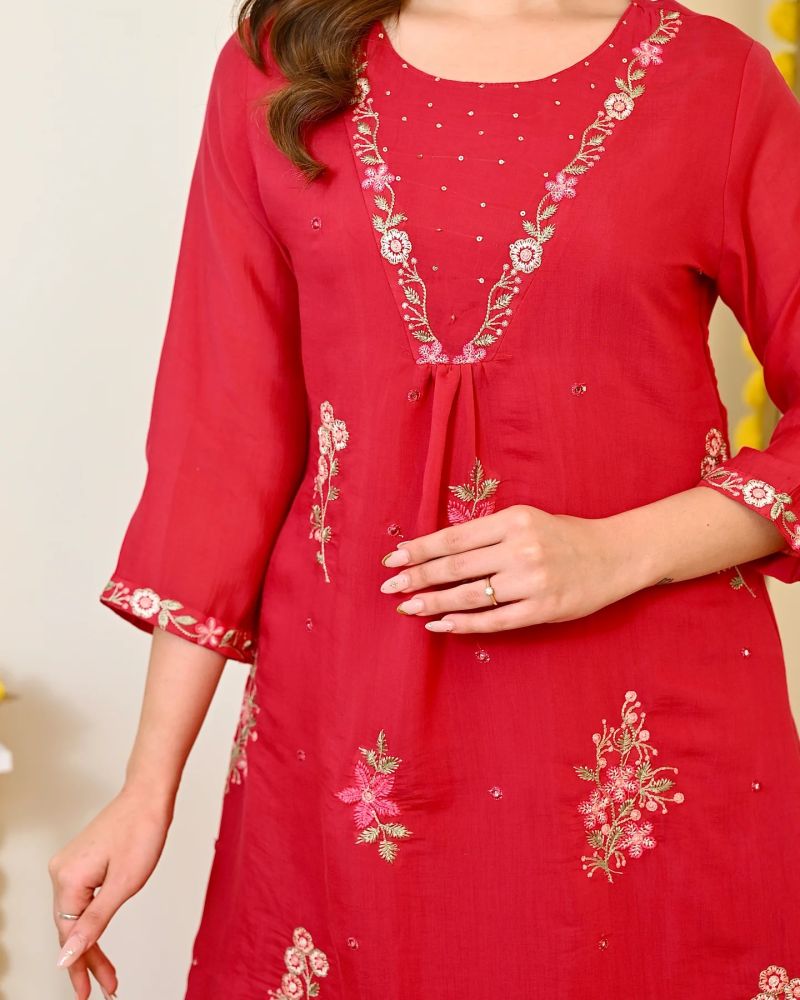 Dhruvi 461 New Viscose Embroidered Kurti With Bottom Dupatta Catalog — Wholesale Kurtis, Vardan Ethnic wholesale from Surat — view 5