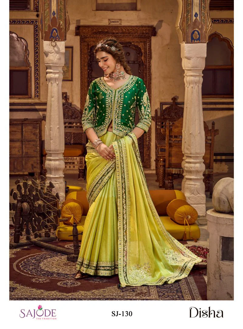 Disha Silk Viscose Linen Embroidered Party Wear Saree Catalog