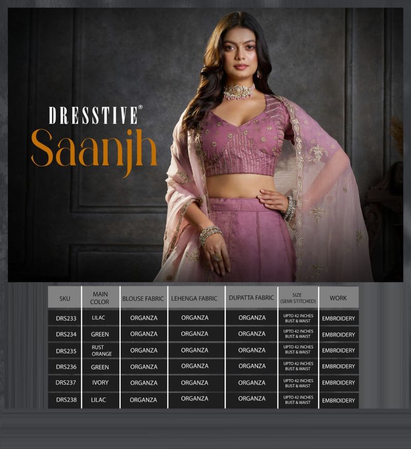 Dresstive Saanjh Organza Embroidered Designer Lehenga Choli Catalog — Lehenga, Arya Designs wholesale from Surat — Photo 7