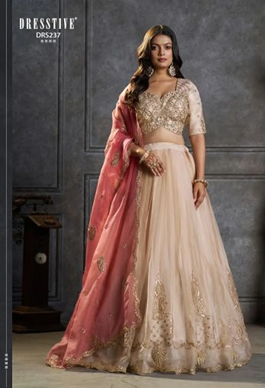 Dresstive Saanjh Organza Embroidered Designer Lehenga Choli Catalog — Lehenga, Arya Designs wholesale from Surat — Photo 6