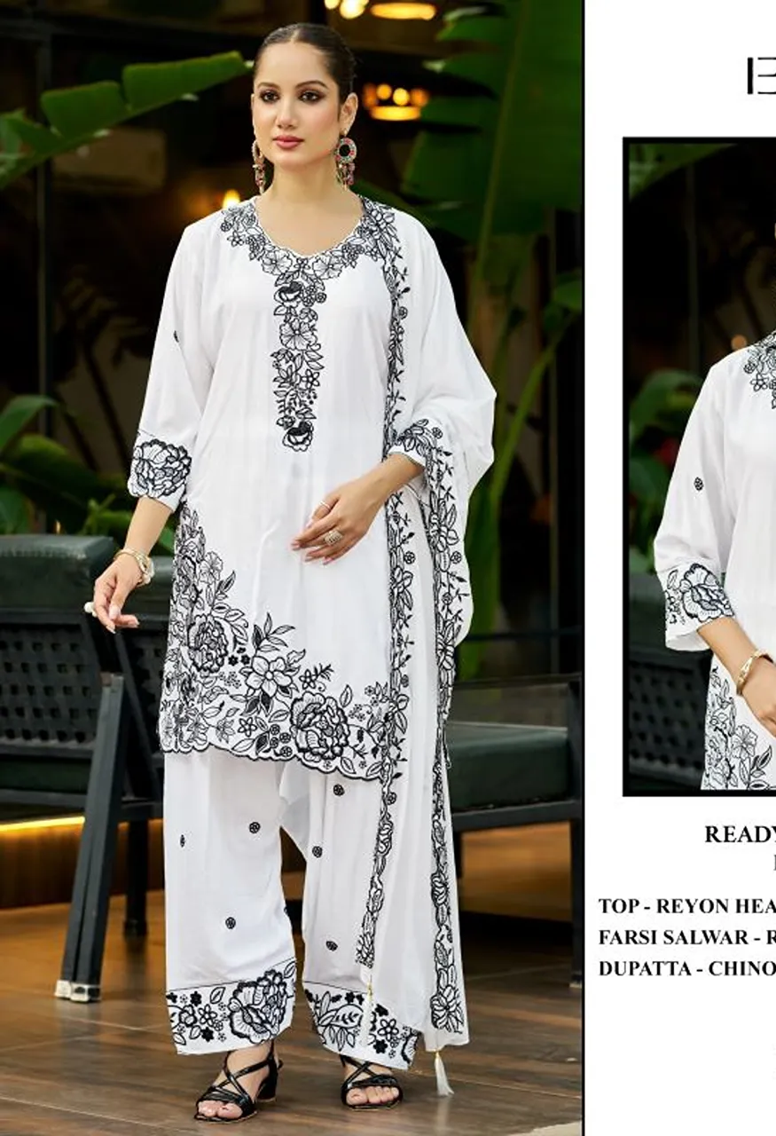 Elan E 58 A To D Readymade Reyon Embroidered Salwar Kameez Catalog — Wholesale Salwar Suits, Vardan Ethnic wholesale from Surat — Photo 4