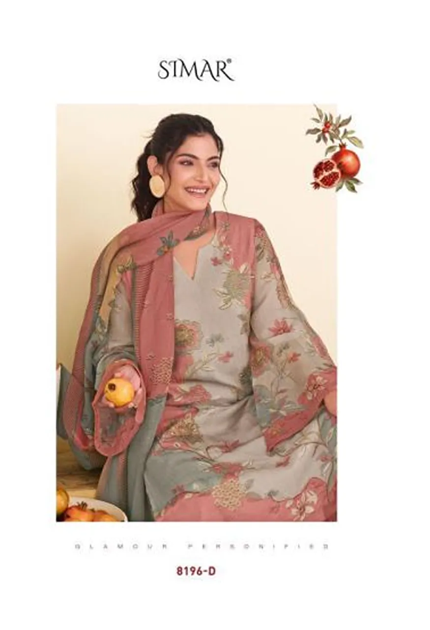 Glossy Simar 8196 A to D Viscose Pashmina Digital Print Hand Work Salwar Suit