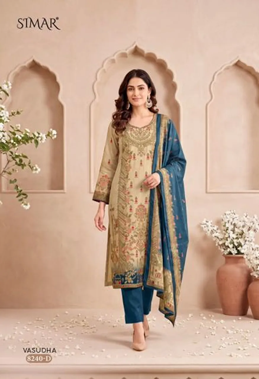 Glossy Simar Vasudha Twill Organza Jacquard Digital Printed Salwar Kameez Catalog — Wholesale Salwar Suits, Glossy wholesale from Surat — Photo 2
