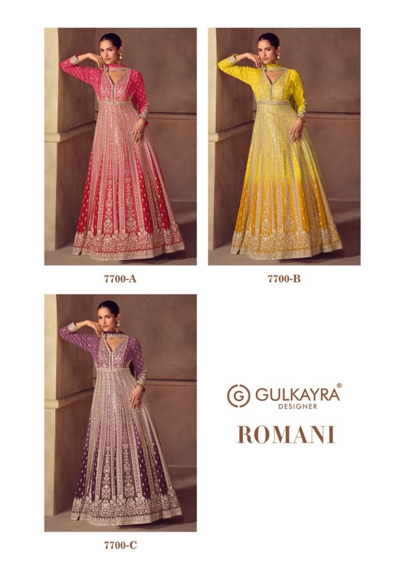 Gulkayra Romani Real Chinon Embroidered Designer Gown With Dupatta Catalog — Gown, Gulkayra wholesale from Surat — Photo 2