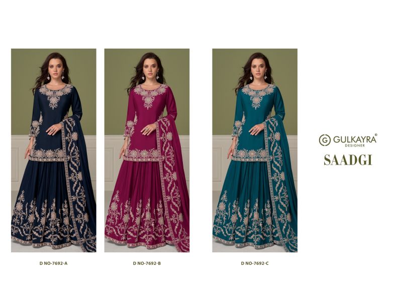 Gulkayra Saadgi Chinon Embroidery And Hand Work Salwar Kameez Catalog — Wholesale Salwar Suits, Gulkayra wholesale from Surat — Photo 4