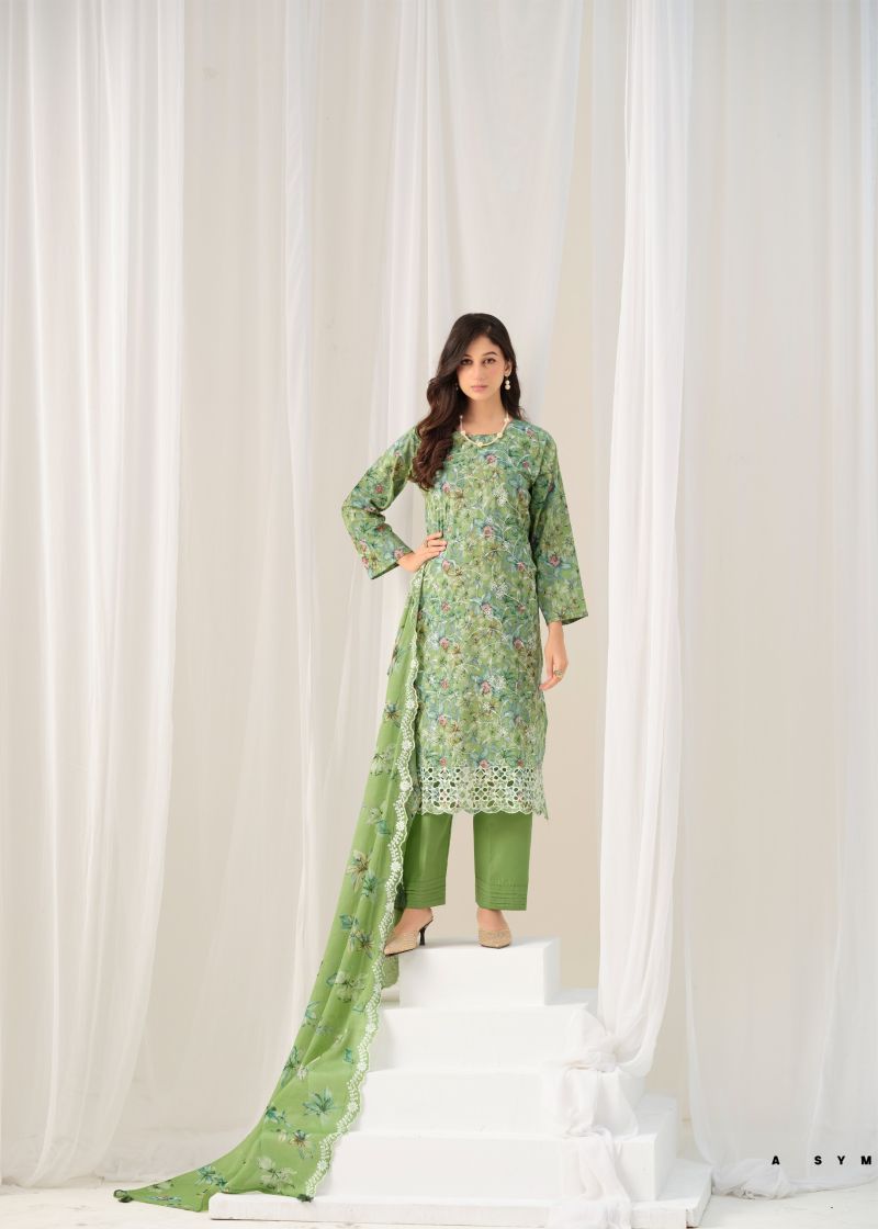 Hermitage Simroon Lawn Cotton Print With Schiffli Embroidered Dress Material Catalog — Wholesale Salwar Suits, Hermitage wholesale from Surat — view 3
