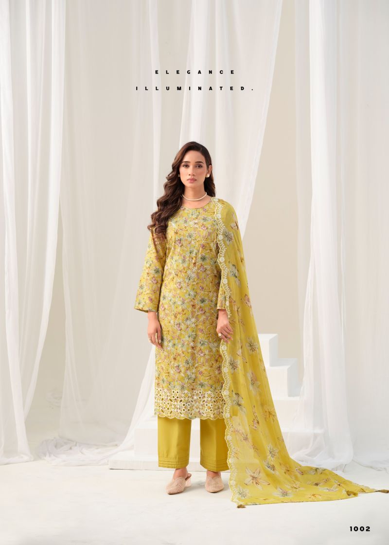 Hermitage Simroon Lawn Cotton Print With Schiffli Embroidered Dress Material Catalog — Wholesale Salwar Suits, Hermitage wholesale from Surat — view 2