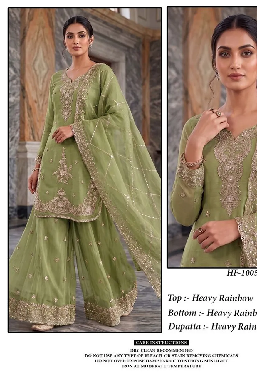 Hoor Tex 1005 A To D Rainbow Embroidered Designer Salwar Kameez — Wholesale Salwar Suits wholesale from Surat — Photo 4