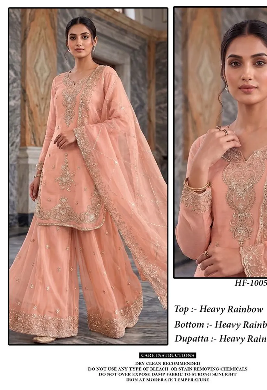 Hoor Tex 1005 A To D Rainbow Embroidered Designer Salwar Kameez — Wholesale Salwar Suits wholesale from Surat — Photo 2