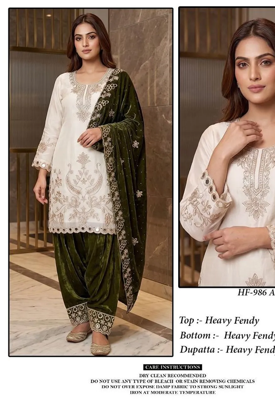 Hoor Tex 986 A To D Fandy Embroidered Designer Salwar Kameez Catalog — Wholesale Salwar Suits, hoor Tex wholesale from Surat — Photo 4