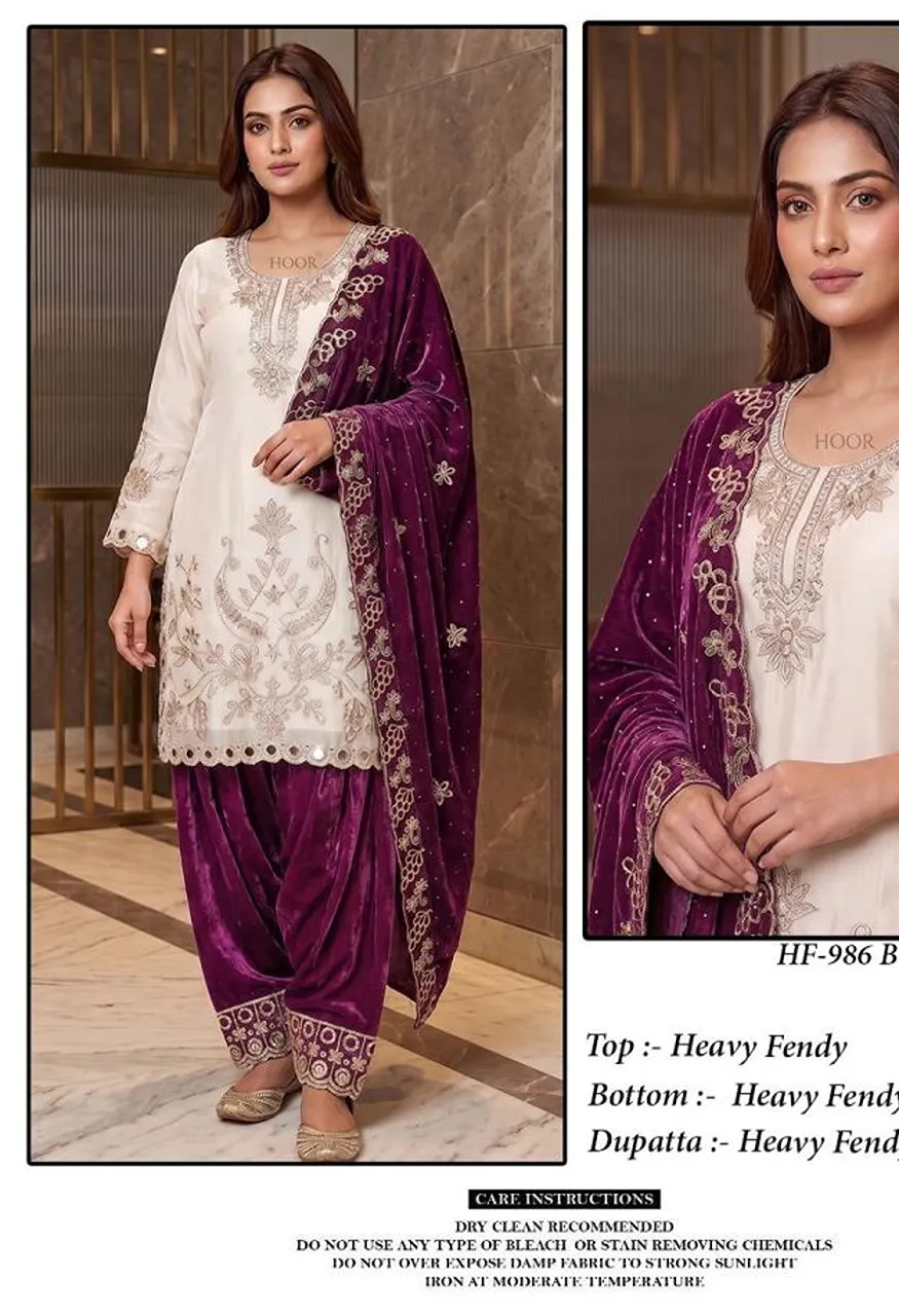 Hoor Tex 986 A To D Fandy Embroidered Designer Salwar Kameez Catalog — Wholesale Salwar Suits, hoor Tex wholesale from Surat — Photo 6