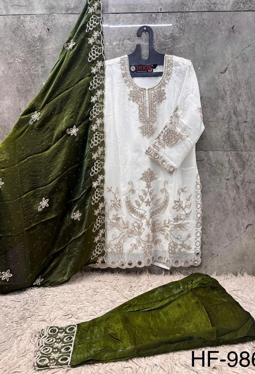 Hoor Tex 986 A To D Fandy Embroidered Designer Salwar Kameez Catalog — Wholesale Salwar Suits, hoor Tex wholesale from Surat — Photo 5