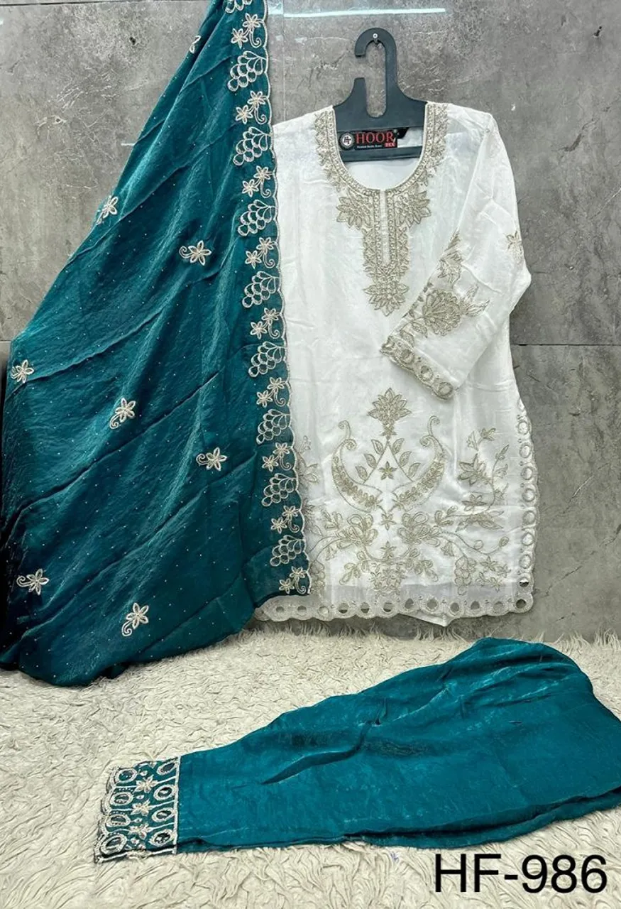 Hoor Tex 986 A To D Fandy Embroidered Designer Salwar Kameez Catalog — Wholesale Salwar Suits, hoor Tex wholesale from Surat — Photo 7