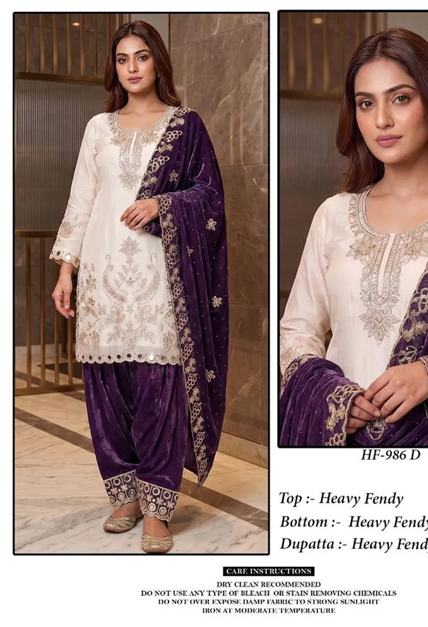 Hoor Tex 986 A To D Fandy Embroidered Designer Salwar Kameez Catalog — Wholesale Salwar Suits, hoor Tex wholesale from Surat — Photo 2