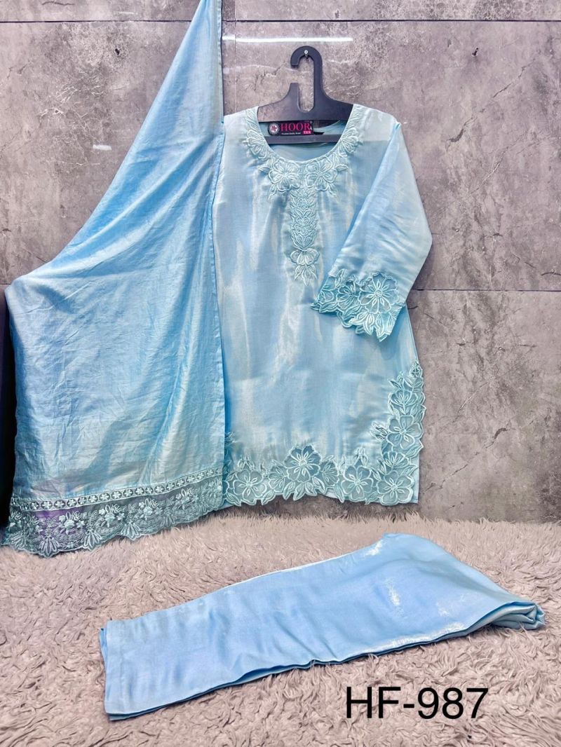 Hoor Tex 987 A To D Roman Glass Silk Embroidered Designer Salwar Kameez Catalog — Wholesale Salwar Suits, hoor Tex wholesale from Surat — Photo 3