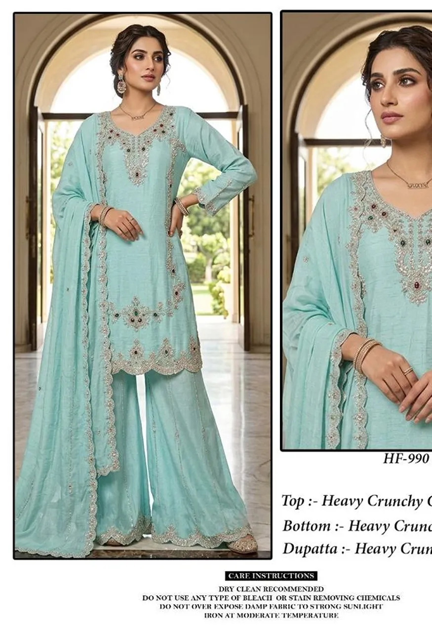 Hoor Tex 990 A To D Pakistani Crunchy Crush Embroidered Salwar Kameez Catalog — Wholesale Salwar Suits, hoor Tex wholesale from Surat — Photo 4