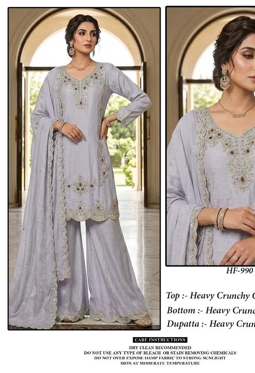 Hoor Tex 990 A To D Pakistani Crunchy Crush Embroidered Salwar Kameez Catalog — Wholesale Salwar Suits, hoor Tex wholesale from Surat — Photo 6