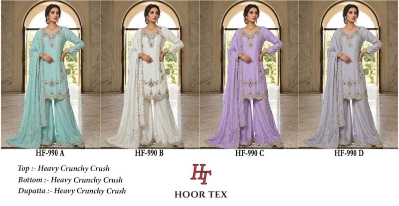 Hoor Tex 990 A To D Pakistani Crunchy Crush Embroidered Salwar Kameez Catalog — Wholesale Salwar Suits, hoor Tex wholesale from Surat — Photo 8