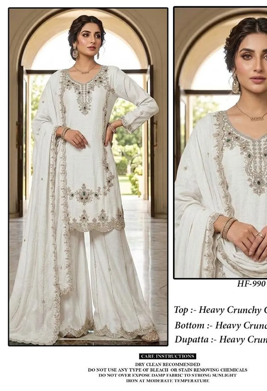 Hoor Tex 990 A To D Pakistani Crunchy Crush Embroidered Salwar Kameez Catalog — Wholesale Salwar Suits, hoor Tex wholesale from Surat — Photo 2