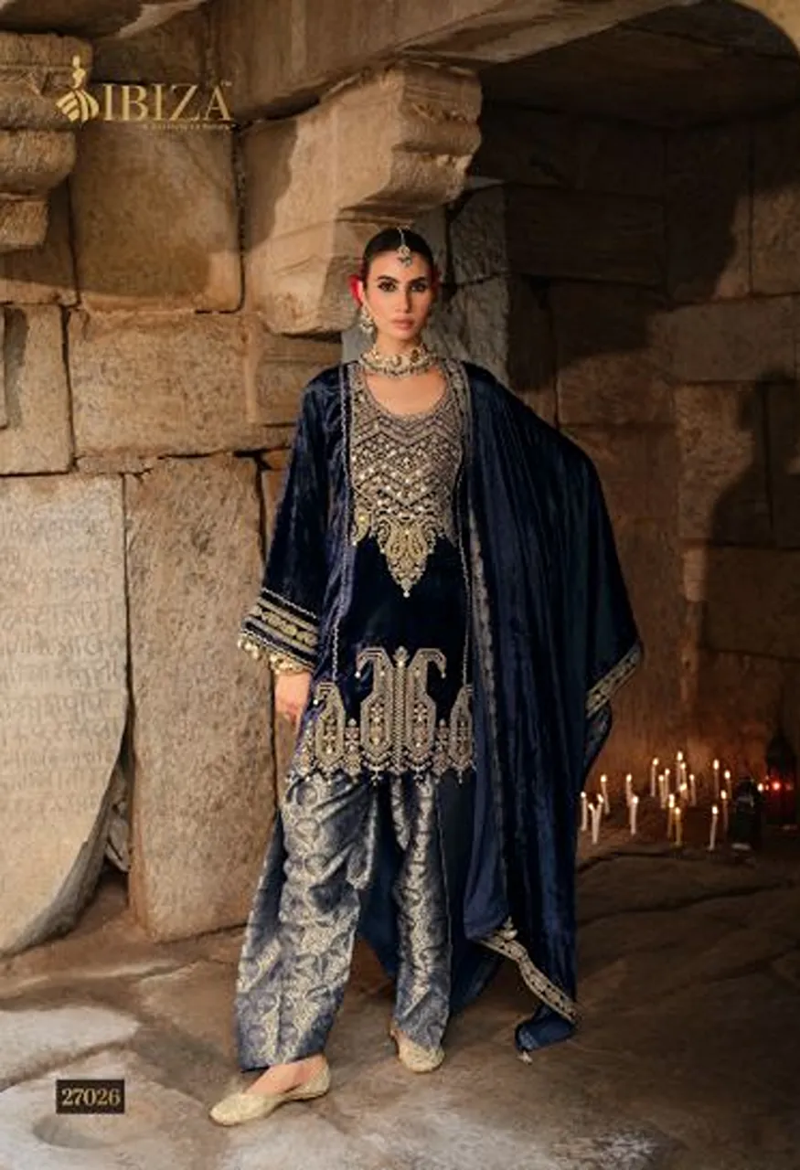 Ibiza Goonj Viscose Velvet Embroidered Designer Salwar Kameez Collection — Wholesale Dress Material, Ibiza wholesale from Surat — Photo 3