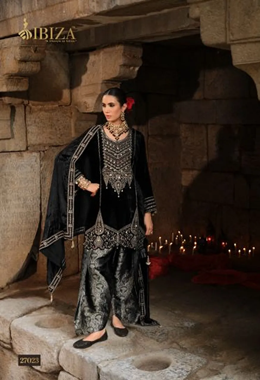 Ibiza Goonj Viscose Velvet Embroidered Designer Salwar Kameez Collection — Wholesale Dress Material, Ibiza wholesale from Surat — Photo 5