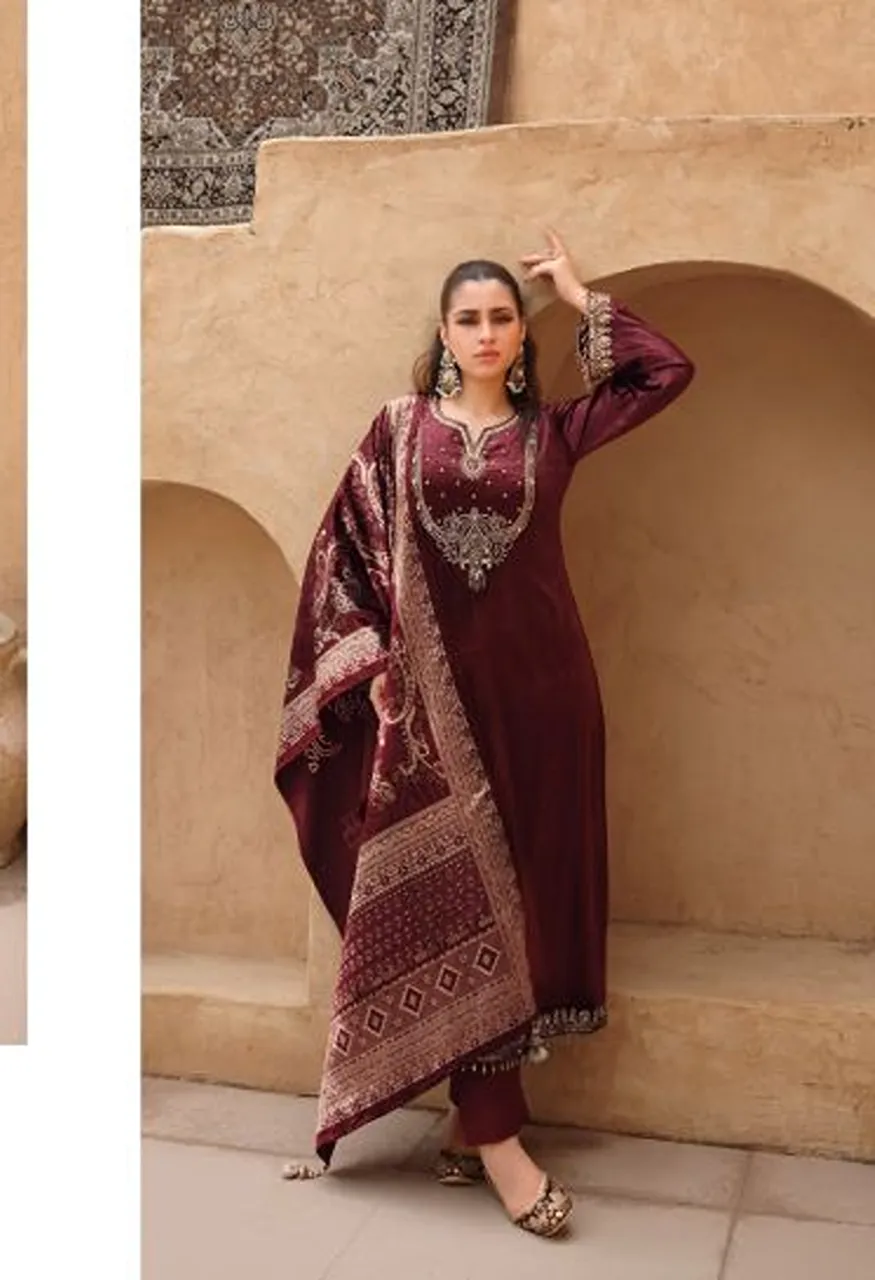 Ibiza Mehran Viscose Velvet Beads Work Designer Salwar Kameez Catalog