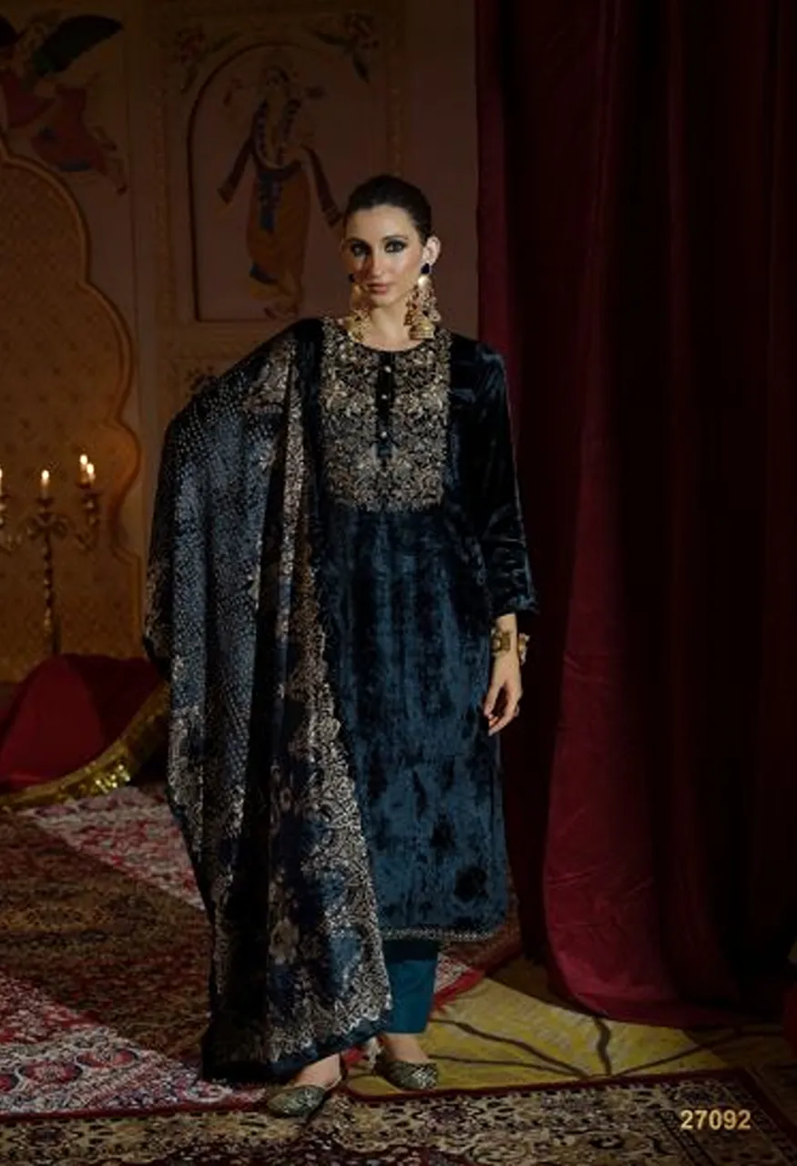 Ibiza Rang E Rooh Viscose Velvet Beads Work Designer Salwar Kameez Collection — Wholesale Salwar Suits, Ibiza wholesale from Surat — Photo 2