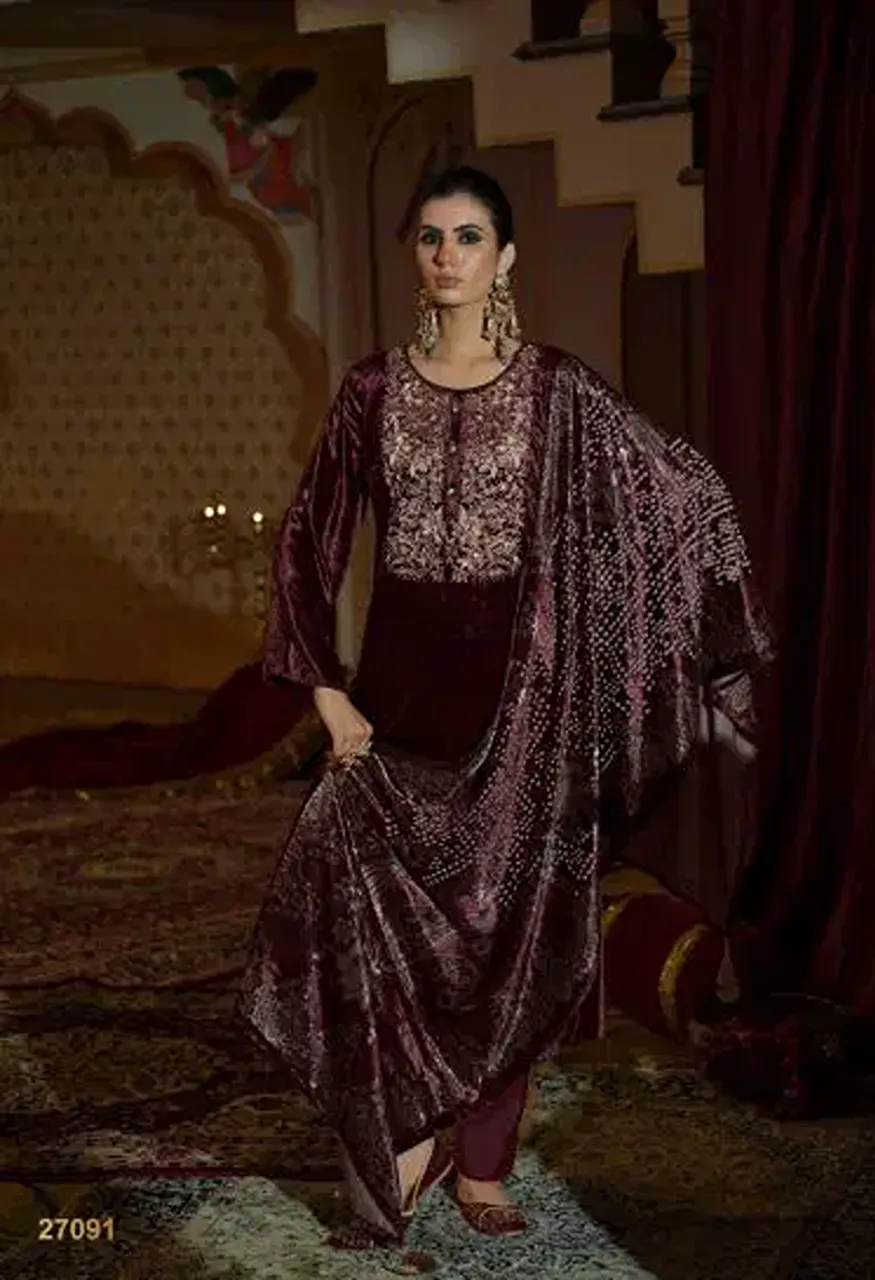 Ibiza Rang E Rooh Viscose Velvet Beads Work Designer Salwar Kameez Collection — Wholesale Salwar Suits, Ibiza wholesale from Surat — Photo 3