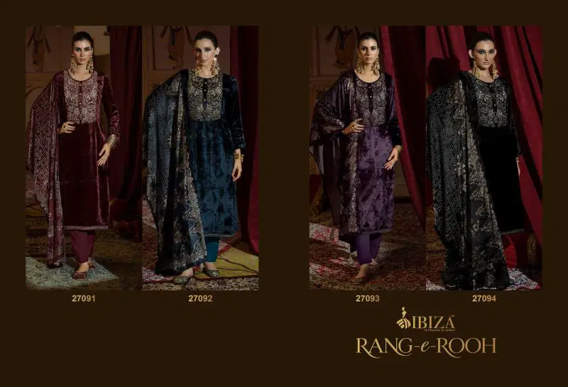 Ibiza Rang E Rooh Viscose Velvet Beads Work Designer Salwar Kameez Collection — Wholesale Salwar Suits, Ibiza wholesale from Surat — Photo 6