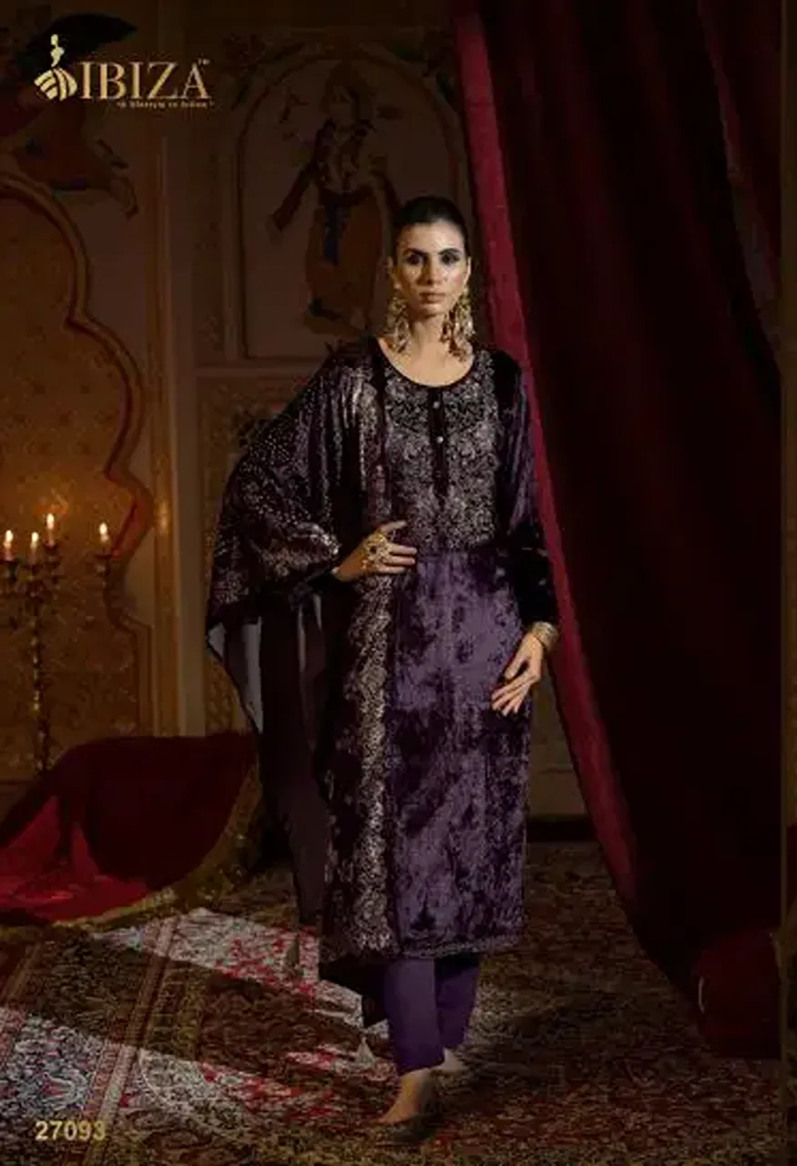 Ibiza Rang E Rooh Viscose Velvet Beads Work Designer Salwar Kameez Collection — Wholesale Salwar Suits, Ibiza wholesale from Surat — Photo 5