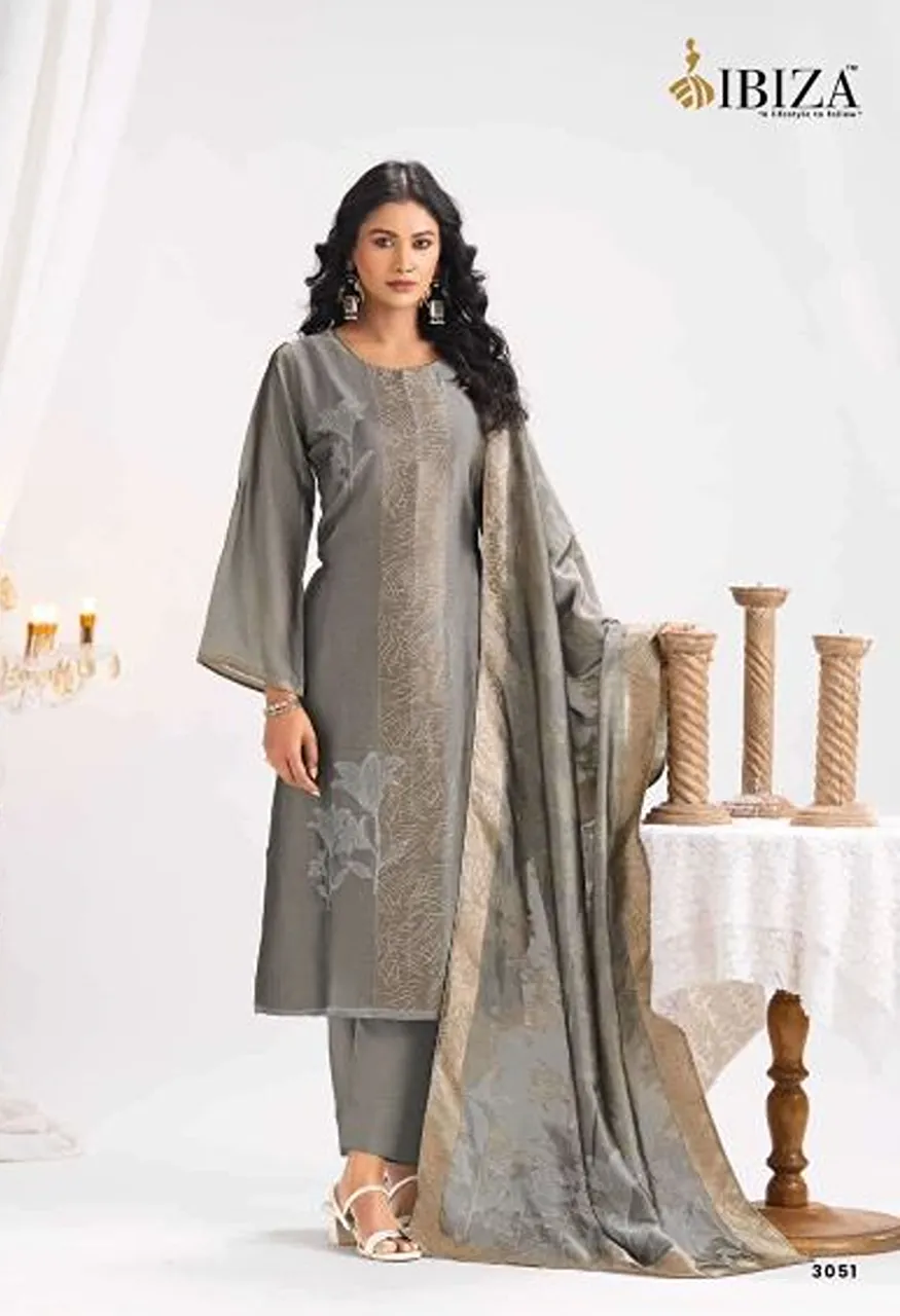 Ibiza Safina Banglory Silk Jacquard Hand Work Designer Salwar Kameez Catalog — Wholesale Salwar Suits, Ibiza wholesale from Surat — view 3