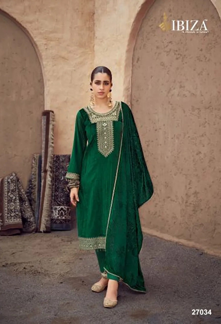 Ibiza Surkh Imrozia Viscose Velvet Embroidered Designer Salwar Kameez Catalog — Wholesale Salwar Suits, Ibiza wholesale from Surat — Photo 2