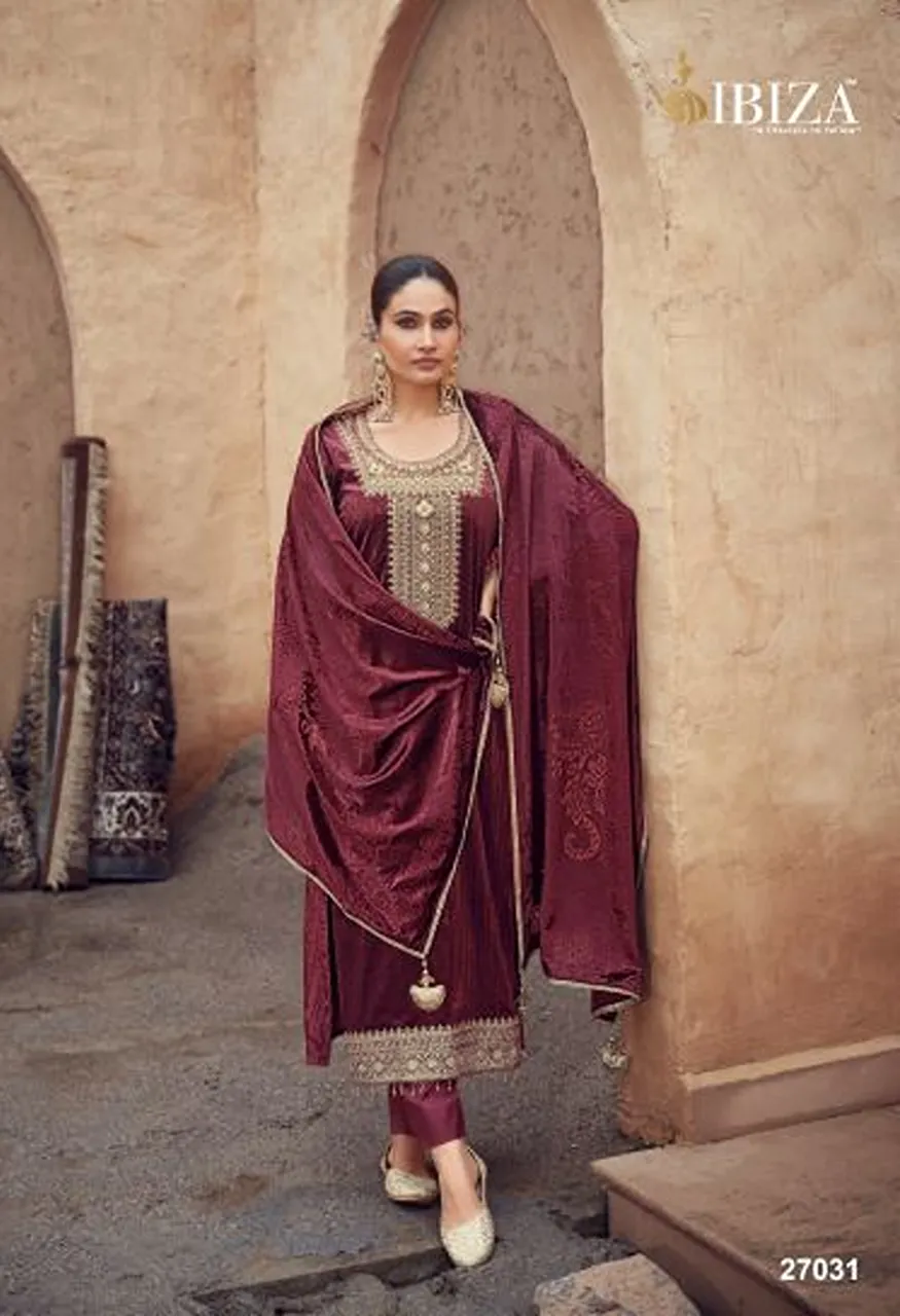Ibiza Surkh Imrozia Viscose Velvet Embroidered Designer Salwar Kameez Catalog