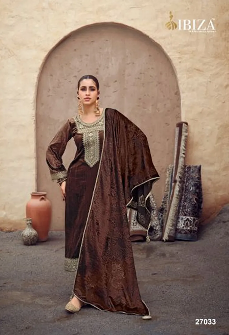Ibiza Surkh Imrozia Viscose Velvet Embroidered Designer Salwar Kameez Catalog — Wholesale Salwar Suits, Ibiza wholesale from Surat — Photo 4