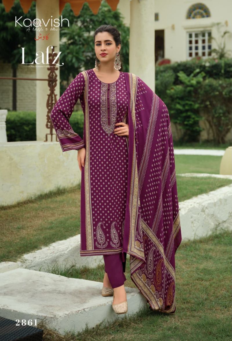 Kaavish Lafz Viscose Pashmina Digital Print Embroidered Salwar Kameez Catalog