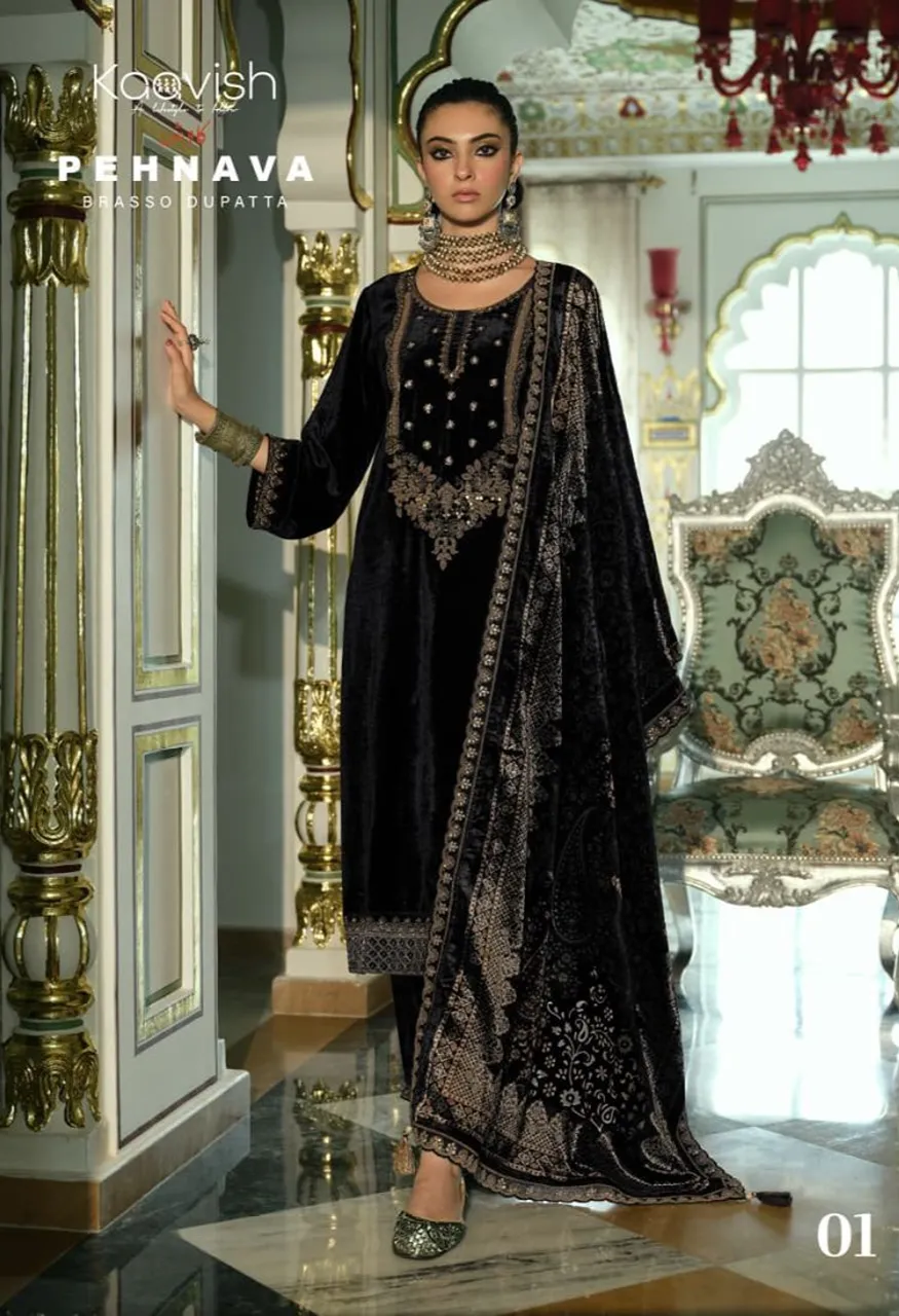 Kaavish Pehnava Velvet Beads Embroidered Salwar Kameez Collection — Wholesale Salwar Suits, Kaavish wholesale from Surat — Photo 3