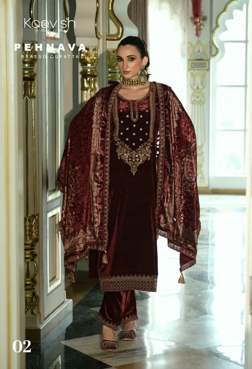 Kaavish Pehnava Velvet Beads Embroidered Salwar Kameez Collection — Wholesale Salwar Suits, Kaavish wholesale from Surat — Photo 5