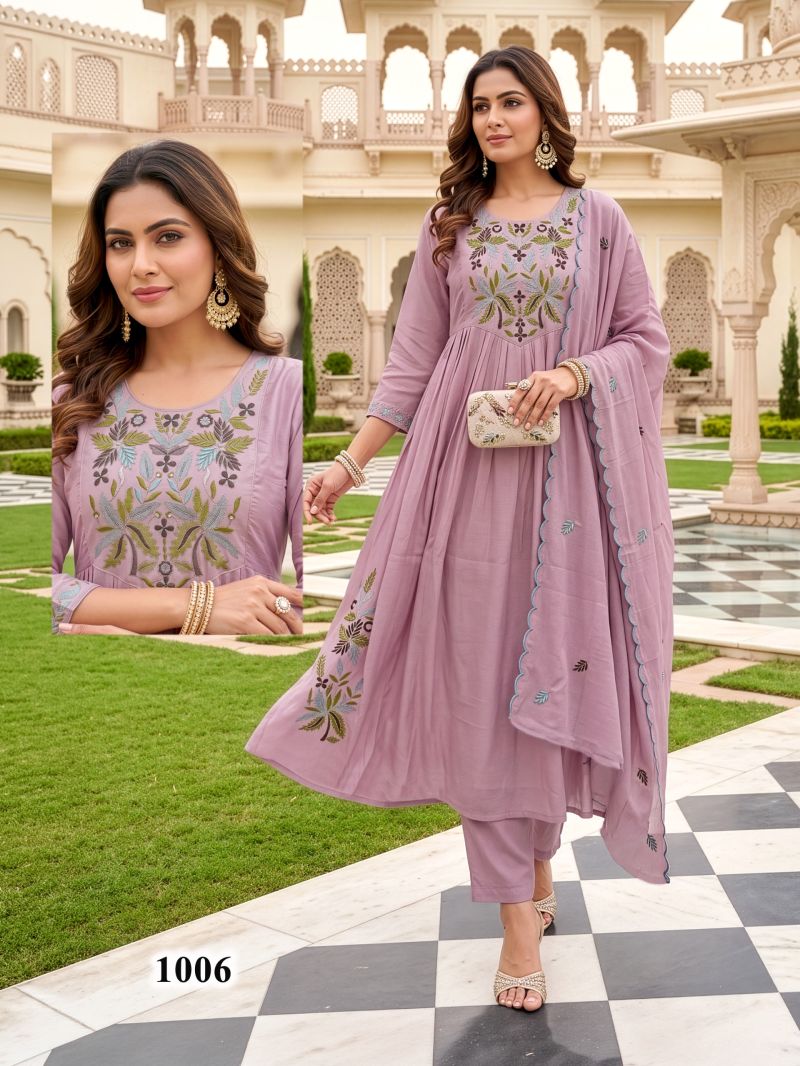 Kalki Vol 3 Mul Chanderi Embroidered Anarkali Kurti Set Collection — Wholesale Kurtis, Vardan Ethnic wholesale from Surat — Photo 2