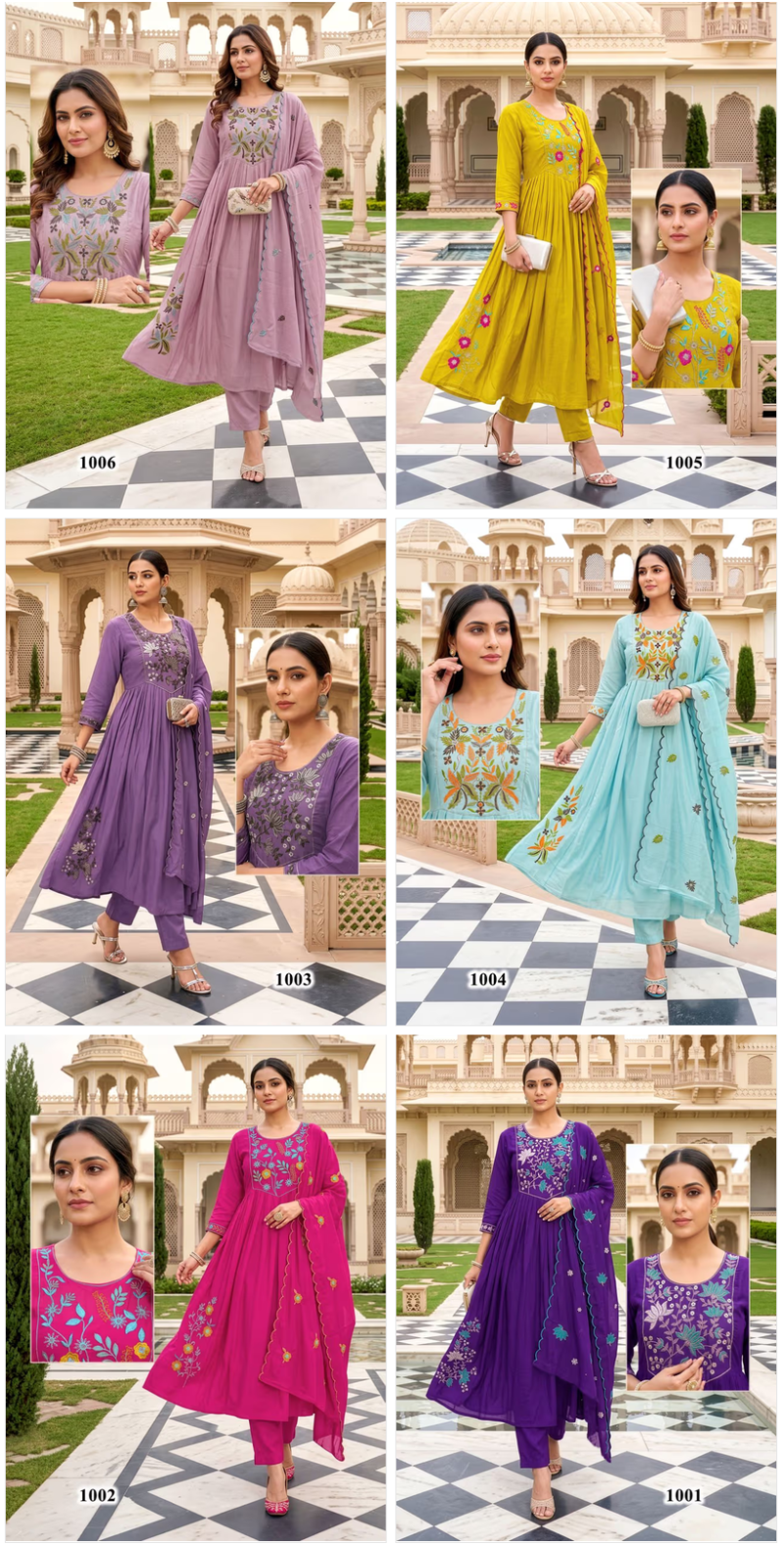 Kalki Vol 3 Mul Chanderi Embroidered Anarkali Kurti Set Collection — Wholesale Kurtis, Vardan Ethnic wholesale from Surat — Photo 8