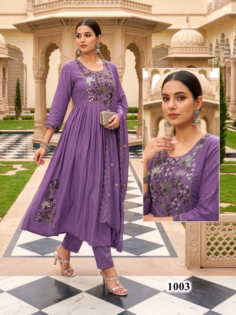 Kalki Vol 3 Mul Chanderi Embroidered Anarkali Kurti Set Collection — Wholesale Kurtis, Vardan Ethnic wholesale from Surat — Photo 6