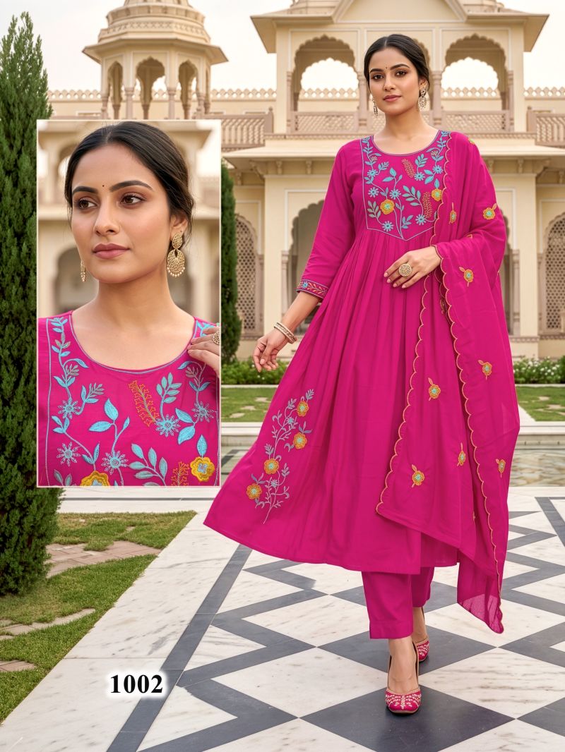 Kalki Vol 3 Mul Chanderi Embroidered Anarkali Kurti Set Collection — Wholesale Kurtis, Vardan Ethnic wholesale from Surat — Photo 4