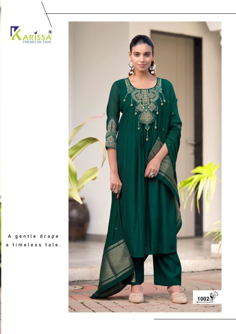 Karissa Supriya Wholesale Viscose Coral Silk Thread Work Kurti With Bottom Dupatta Catalog — Wholesale Kurtis, Karissa wholesale from Surat — Photo 2