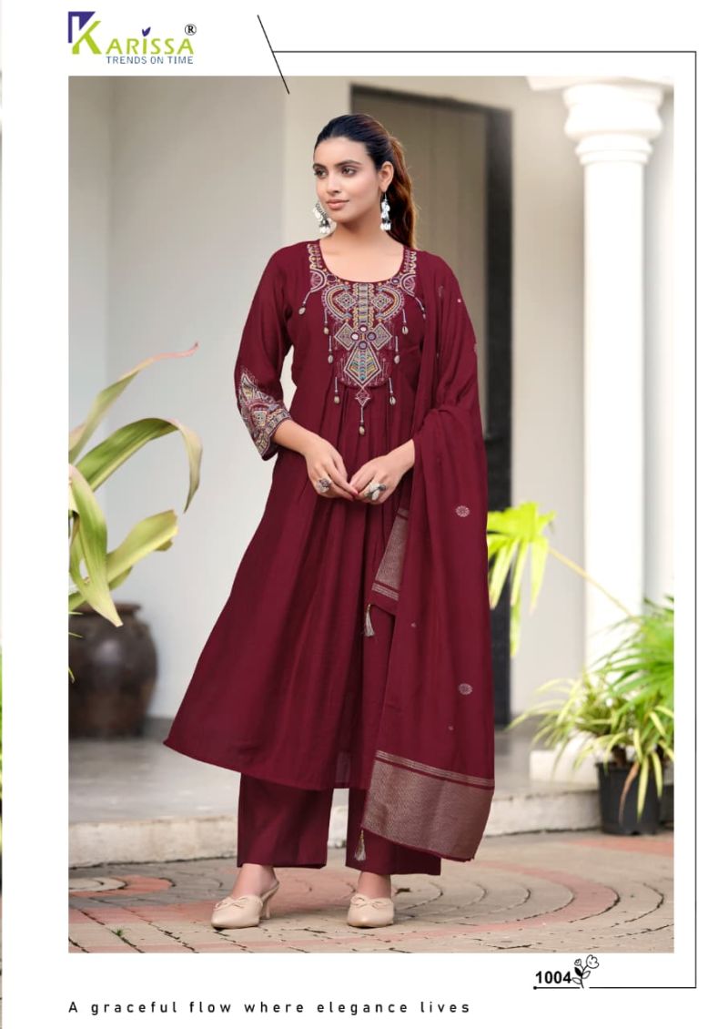 Karissa Supriya Wholesale Viscose Coral Silk Thread Work Kurti With Bottom Dupatta Catalog — Wholesale Kurtis, Karissa wholesale from Surat — Photo 4