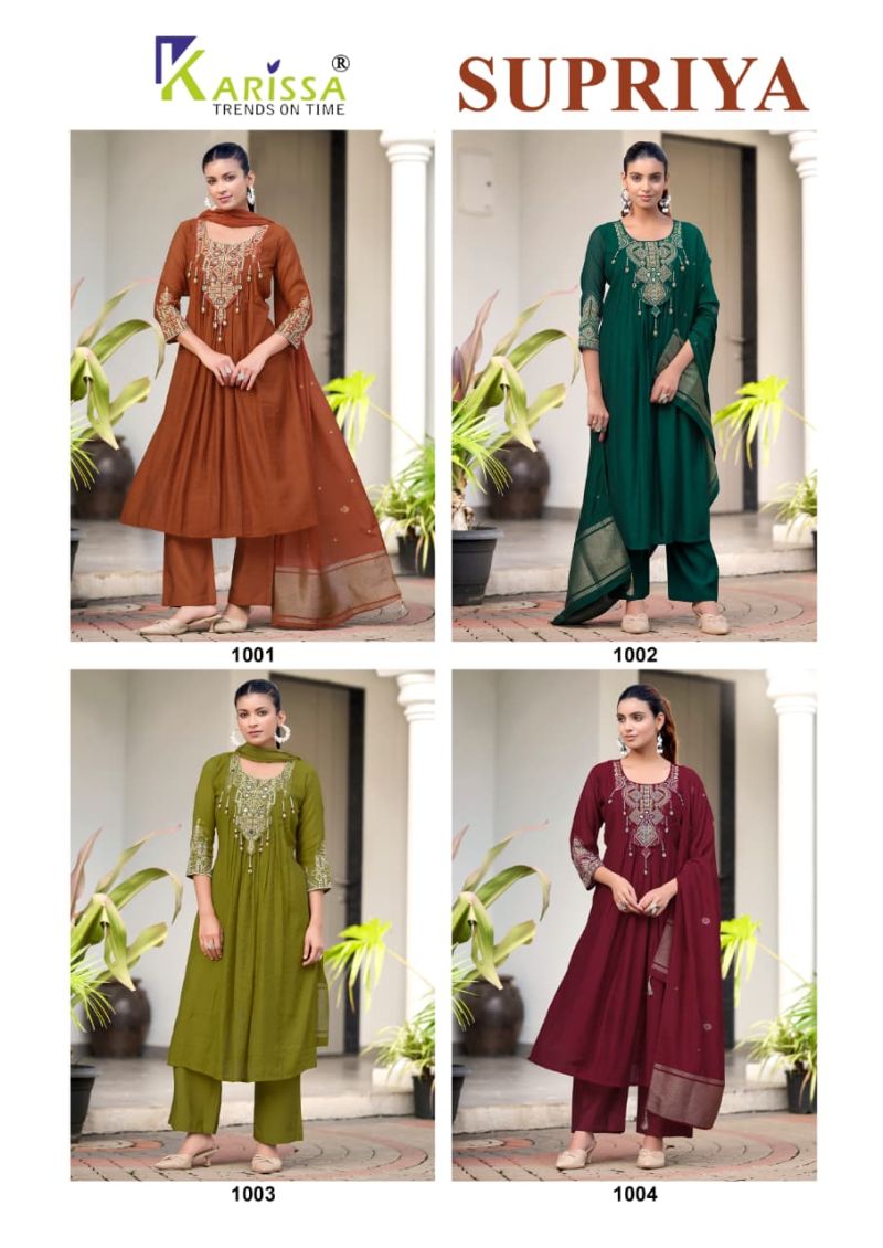 Karissa Supriya Wholesale Viscose Coral Silk Thread Work Kurti With Bottom Dupatta Catalog — Wholesale Kurtis, Karissa wholesale from Surat — Photo 5