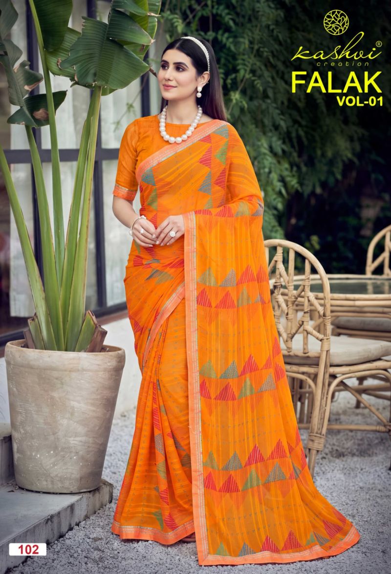 Kashvi Falak Vol 1 Wholesale Georgette Printed Fancy Saree Collection — Wholesale Sarees, Kashvi Creation wholesale from Surat — view 2