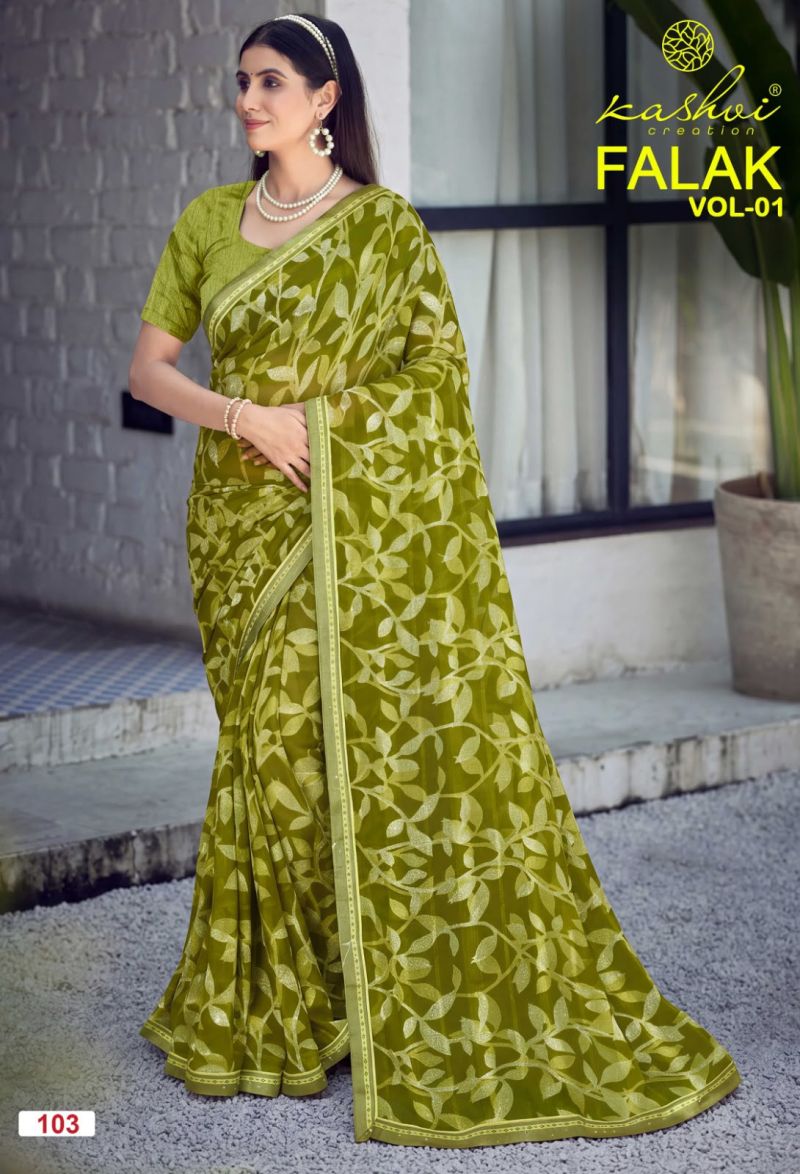 Kashvi Falak Vol 1 Wholesale Georgette Printed Fancy Saree Collection — Wholesale Sarees, Kashvi Creation wholesale from Surat — view 5