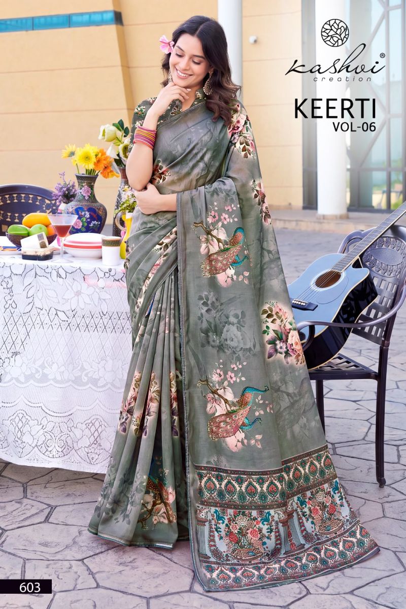 Kashvi Keerti Vol 6 Wholesale Raga Digital Printed Saree Collection — Festival Sarees, Kashvi Creation wholesale from Surat — Photo 3
