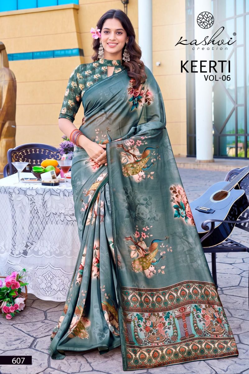 Kashvi Keerti Vol 6 Wholesale Raga Digital Printed Saree Collection — Festival Sarees, Kashvi Creation wholesale from Surat — Photo 6