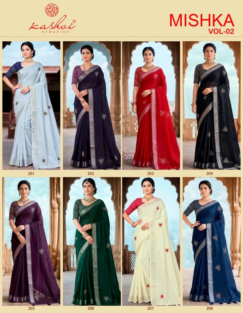 Kashvi Mishka Vol 2 Linen Silk With Diamond Work Saree Collection — Wholesale Sarees, Kashvi Creation wholesale from Surat — Photo 9