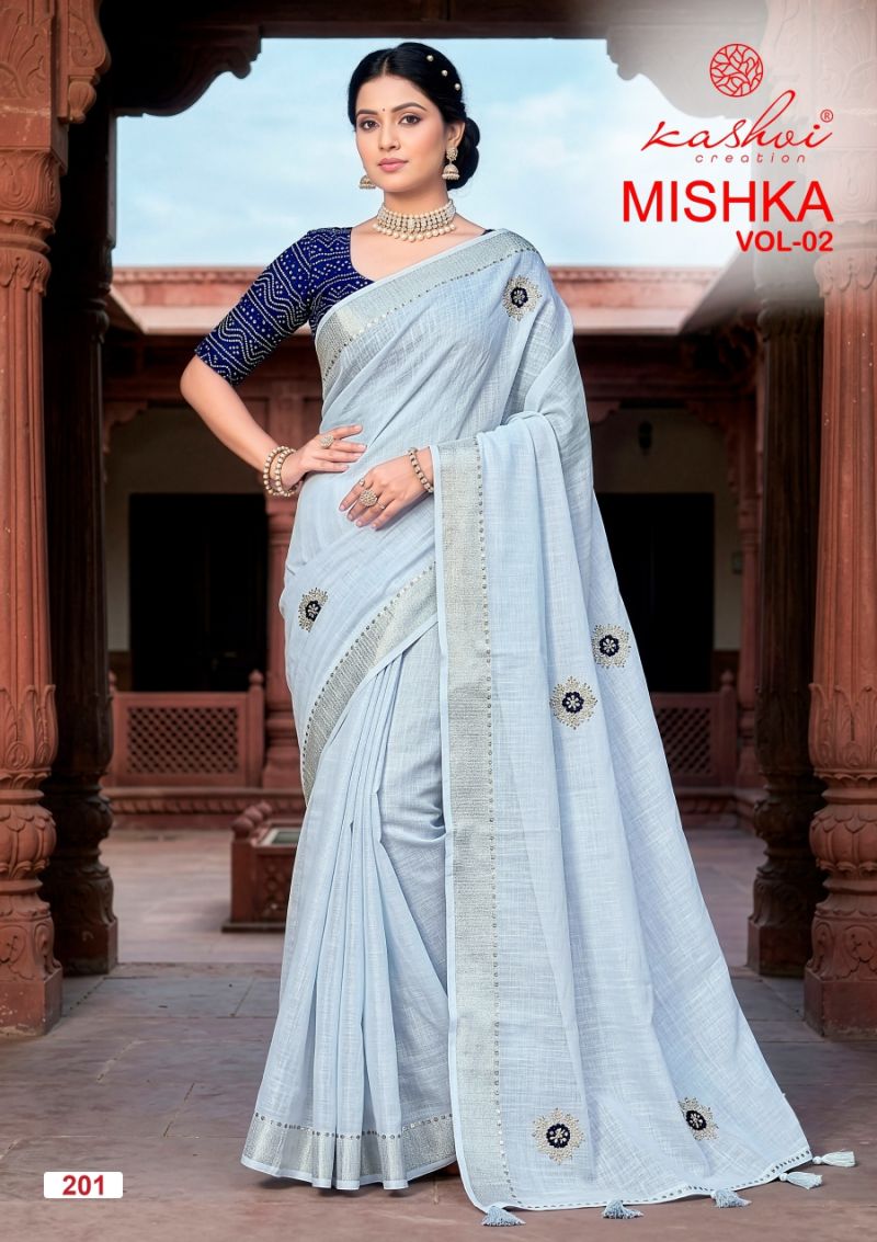 Kashvi Mishka Vol 2 Linen Silk With Diamond Work Saree Collection — Wholesale Sarees, Kashvi Creation wholesale from Surat — Photo 3